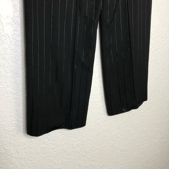 Amani Collezioni black striped wool blend trouser pants size 2 - Picture 13 of 15